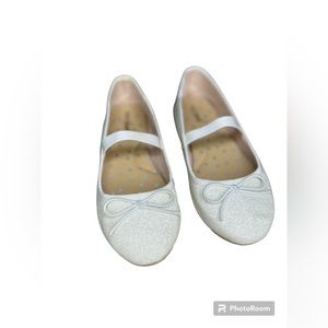 Toddler Girls Cat & Jack Slip-On Ballet Flats Shoes White Sparkle Size 11